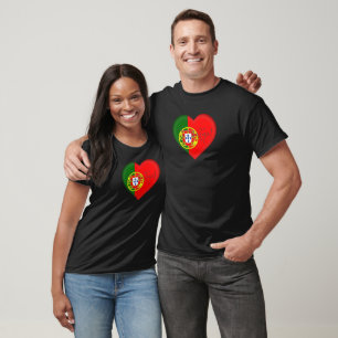 Portugal Flag Colors Heart T - Shirt