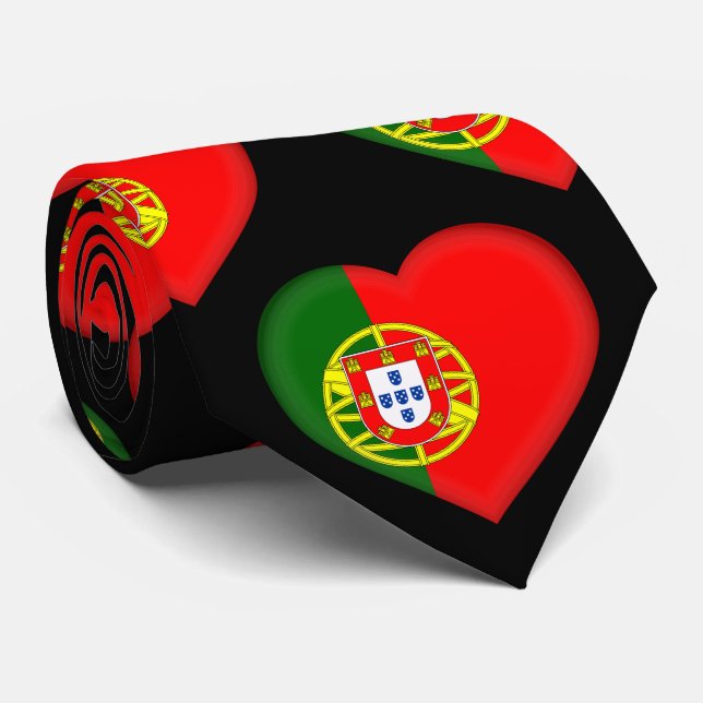 Portugal Flag Farben Herzmuster Neck Tie Krawatte (Gerollt)