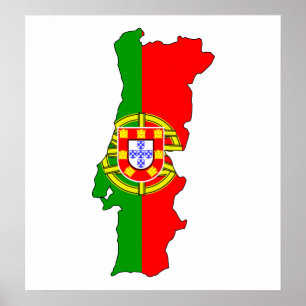 Portugal - Flag-Karte Poster