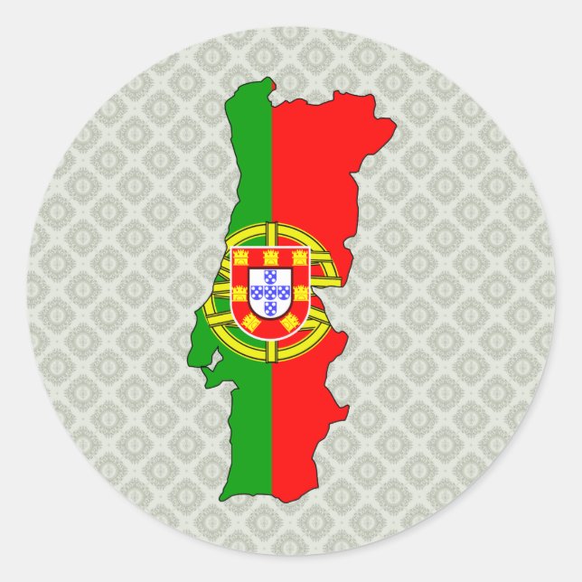 Portugal - Flag-Karte Runder Aufkleber (Vorderseite)