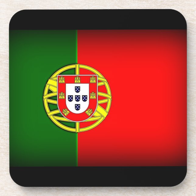 Portugal Flag Schwarzer Rand Untersetzer (Vorderseite)
