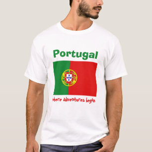 Portugal-Flagge + Karte + Text-T-Shirt T-Shirt