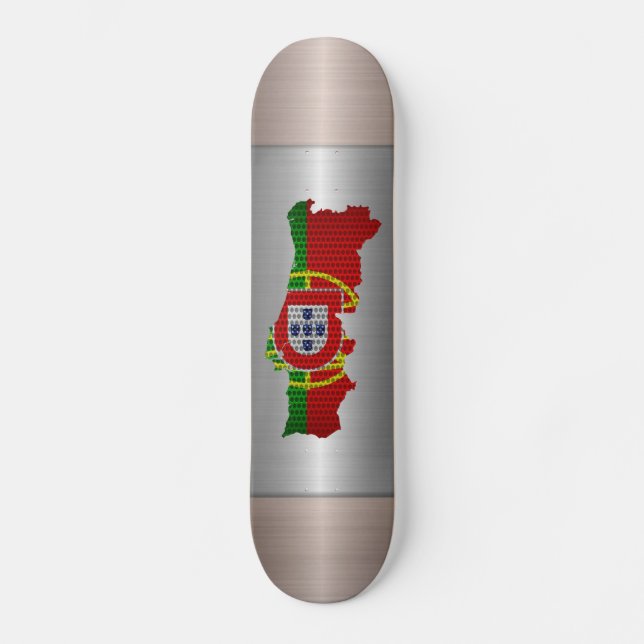 Portugal-Flagge und Karten-Stahlmetallloch Skateboard (Vorderseite)