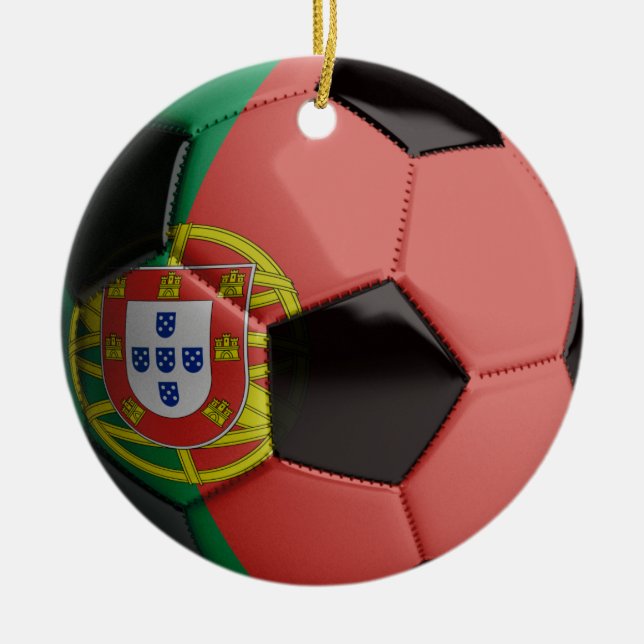 Portugal-Flaggen-Fußball Keramik Ornament (Vorne)