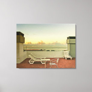 Portugal Funchal Rooftop Sunrise Wrapped Canvas Leinwanddruck