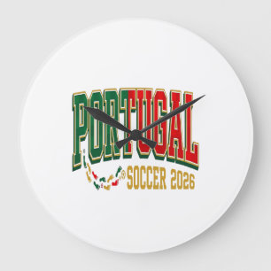 Portugal Fußball 2026 Fußball Fett Land Typographi Große Wanduhr