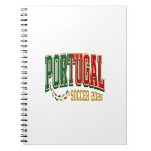 Portugal Fußball 2026 Fußball Fett Land Typographi Notizblock
