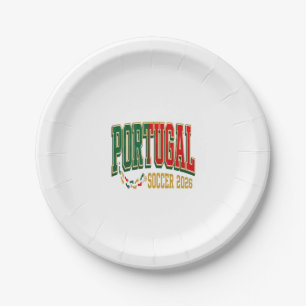 Portugal Fußball 2026 Fußball Fett Land Typographi Pappteller
