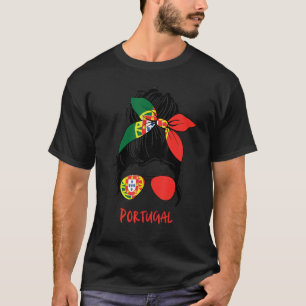 Portugal Fußball Flag Messy Bun T-Shirt