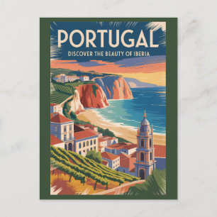 Portugal Iberia Skyline Illustration Reise Kunst Postkarte