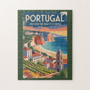 Portugal Iberia Skyline Illustration Reise Kunst Puzzle