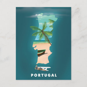 Portugal Karte Reiseplakat drucken.
