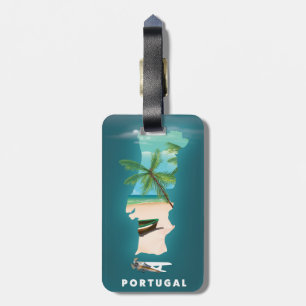 Portugal Karte Reiseplakat drucken. Gepäckanhänger