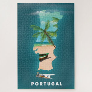 Portugal Karte Reiseplakat drucken. Puzzle