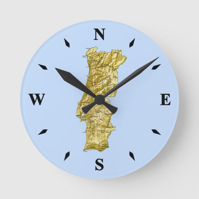 Portugal Karte Runde Wanduhr (Vorderseite)