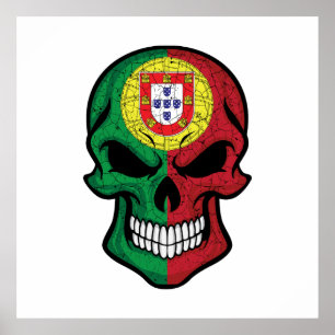 Portugal lächelt die Schädelflagge Poster