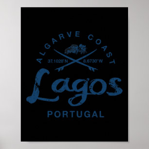 Portugal Lagos Surfen Vintage Poster