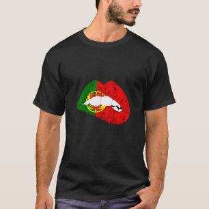 Portugal Lips Mouth Kiss Me Biting Portugese Kissi T-Shirt