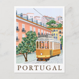 Portugal Lisbon Tram Europe Travel Illustration Postkarte