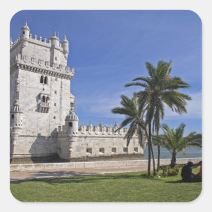 Portugal, Lissabon. Belem-Turm, ein UNESCO-Welterb Quadratischer Aufkleber