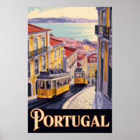 Portugal Lissabon Skyline Illustration Reise Kunst