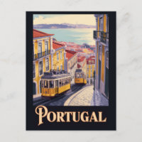 Portugal Lissabon Skyline Illustration Reise Kunst