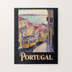 Portugal Lissabon Skyline Illustration Reise Kunst Puzzle