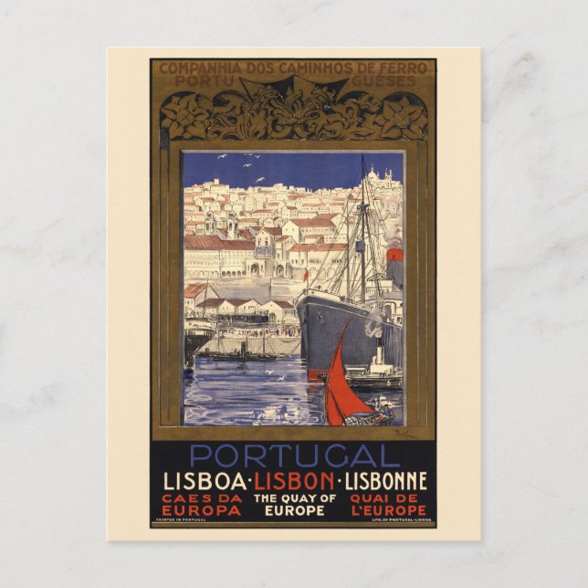 Portugal Lissabon Vintage Poster 1929 Postkarte (Vorderseite)