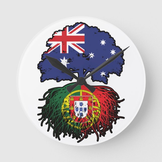 Portugal Portugal Australien Treot Runde Wanduhr (Vorderseite)