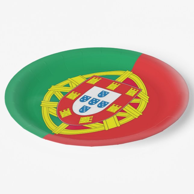 Portugal-Portugiese-Flagge Pappteller (Schrägansicht)