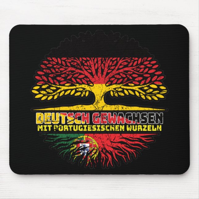 Portugal Portugiesisch Deutsch Deutschland Baum Mousepad (Vorne)