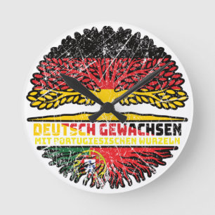 Portugal Portugiesisch Deutsch Deutschland Baum Runde Wanduhr