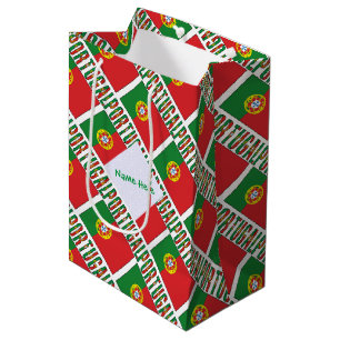 Portugal Portugiesische Flagge Gekachelt Grün Pers Mittlere Geschenktüte