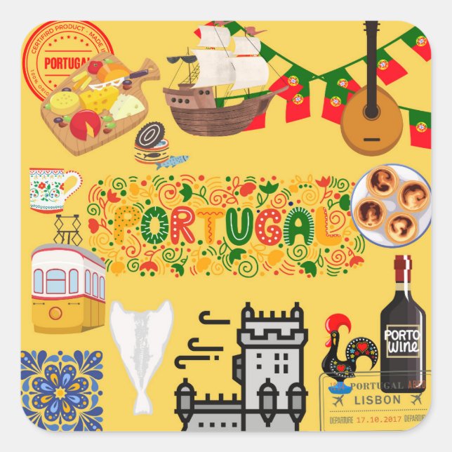 Portugal Quadratischer Aufkleber (Vorderseite)