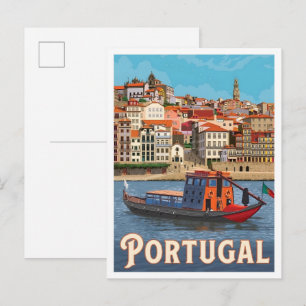 Portugal Reisen im Vintage-Stil  Postkarte