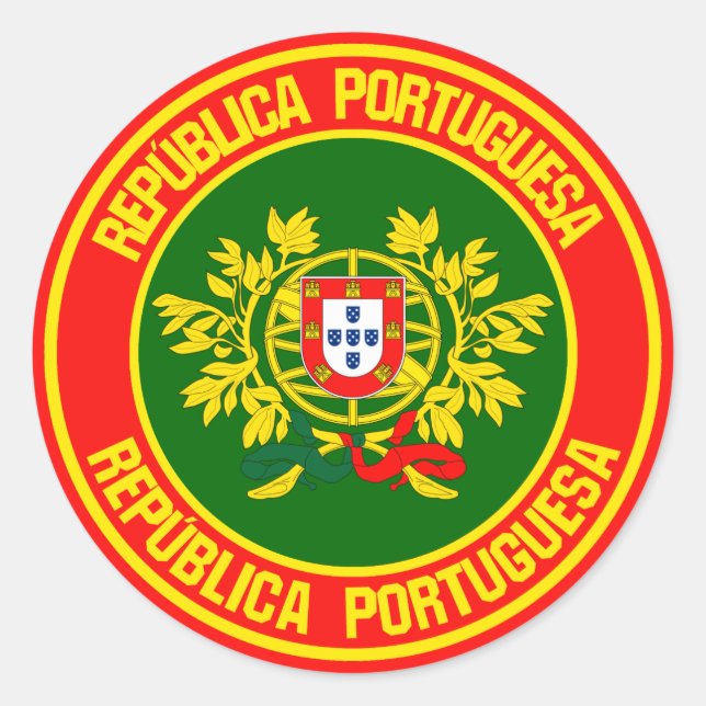 Portugal Runde Emblem Runder Aufkleber (Vorderseite)