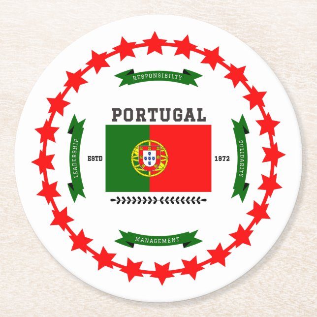 Portugal Runder Pappuntersetzer (Vorderseite)