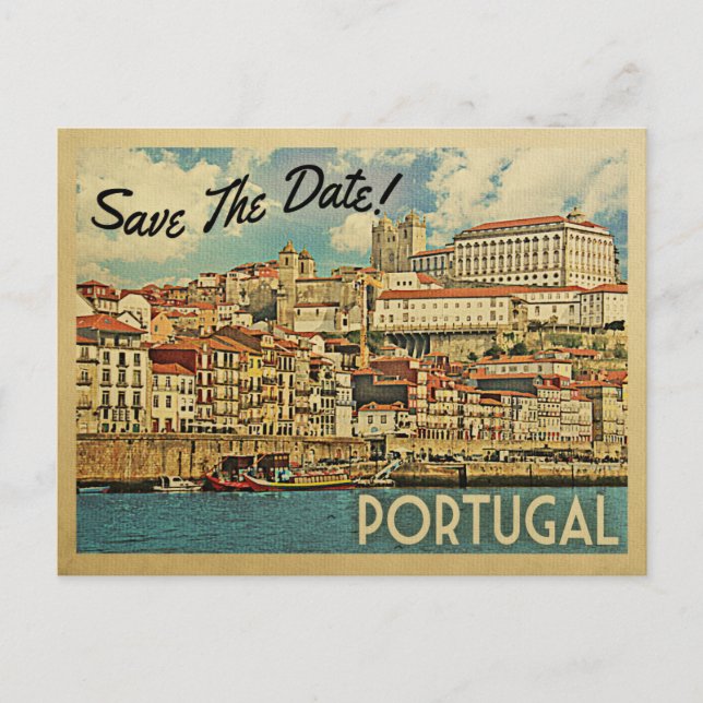 Portugal Save the Date Fluss Douro Ankündigungspostkarte (Vorderseite)