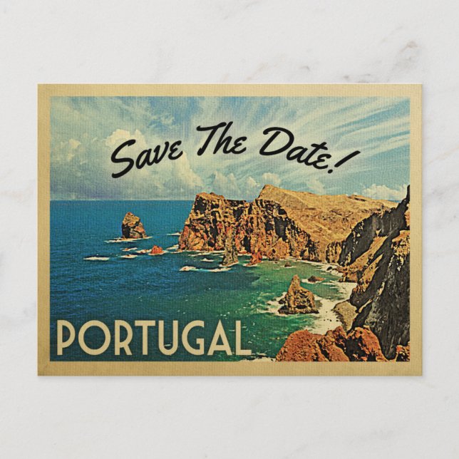 Portugal Save the Date Portugiesisch Ankündigungspostkarte (Vorderseite)