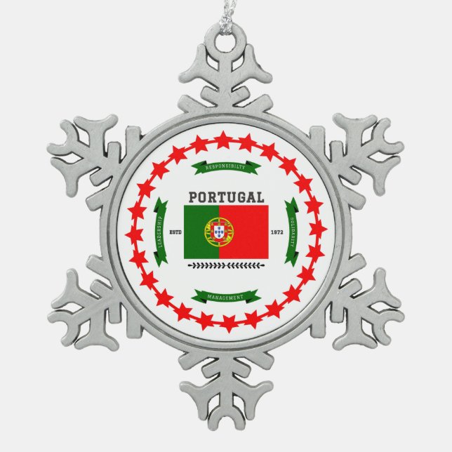 Portugal Schneeflocken Zinn-Ornament (Vorderseite)