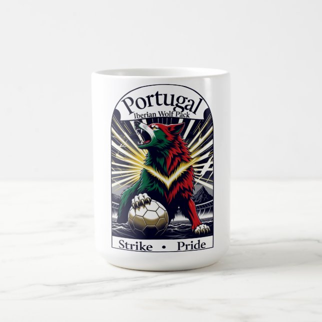 Portugal Soccer Iberian Wolf, National Pride Gift Kaffeetasse (Mittel)