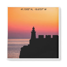 Portugal Sunset Lighthouse Coordinates Magnet – Co
