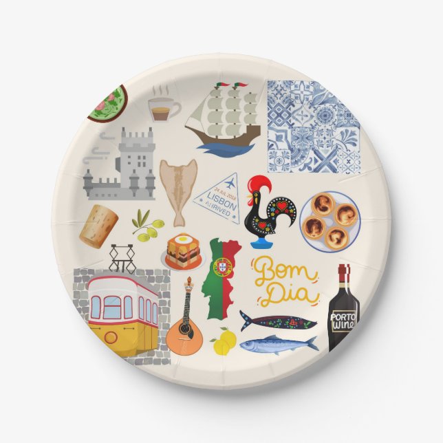 Portugal Symbole für Reisende Pappteller (Vorderseite)