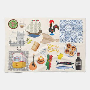 Portugal Symbole Reisende Liebhaber Geschirrtuch