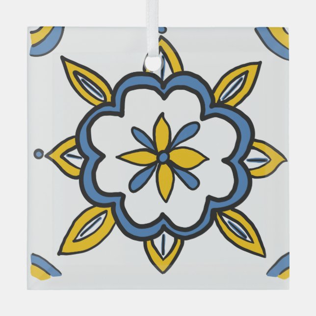 PORTUGAL TILES ORNAMENT AUS GLAS (Vorderseite)