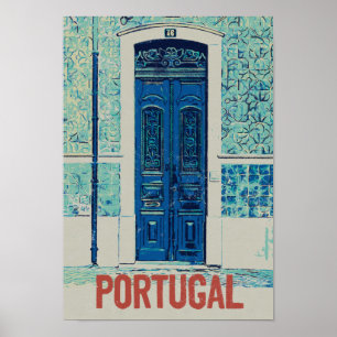 Portugal Tür und Kacheln zur Illustration Portugal Poster