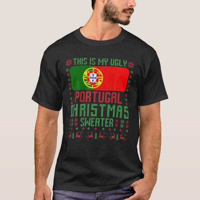 Portugal Uggge Christmas Sweater Portugal Flag für T-Shirt (Vorderseite)