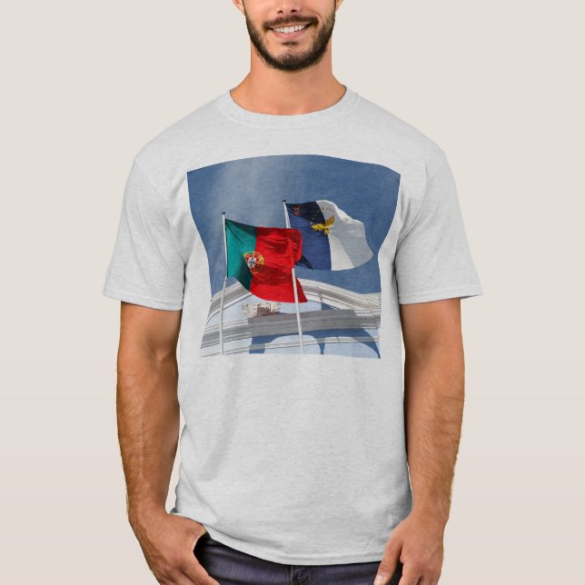 Portugal- und Azoren-Flaggen T-Shirt (Vorderseite)