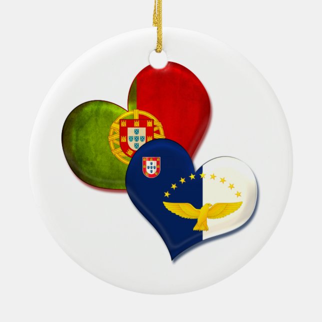 Portugal und Azoren Herz Keramik Ornament (Hinten)