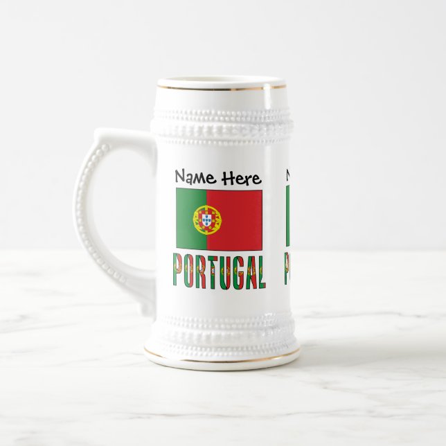 Portugal und Portugiesische Flagge mit Ihrem Namen Bierglas (Links)